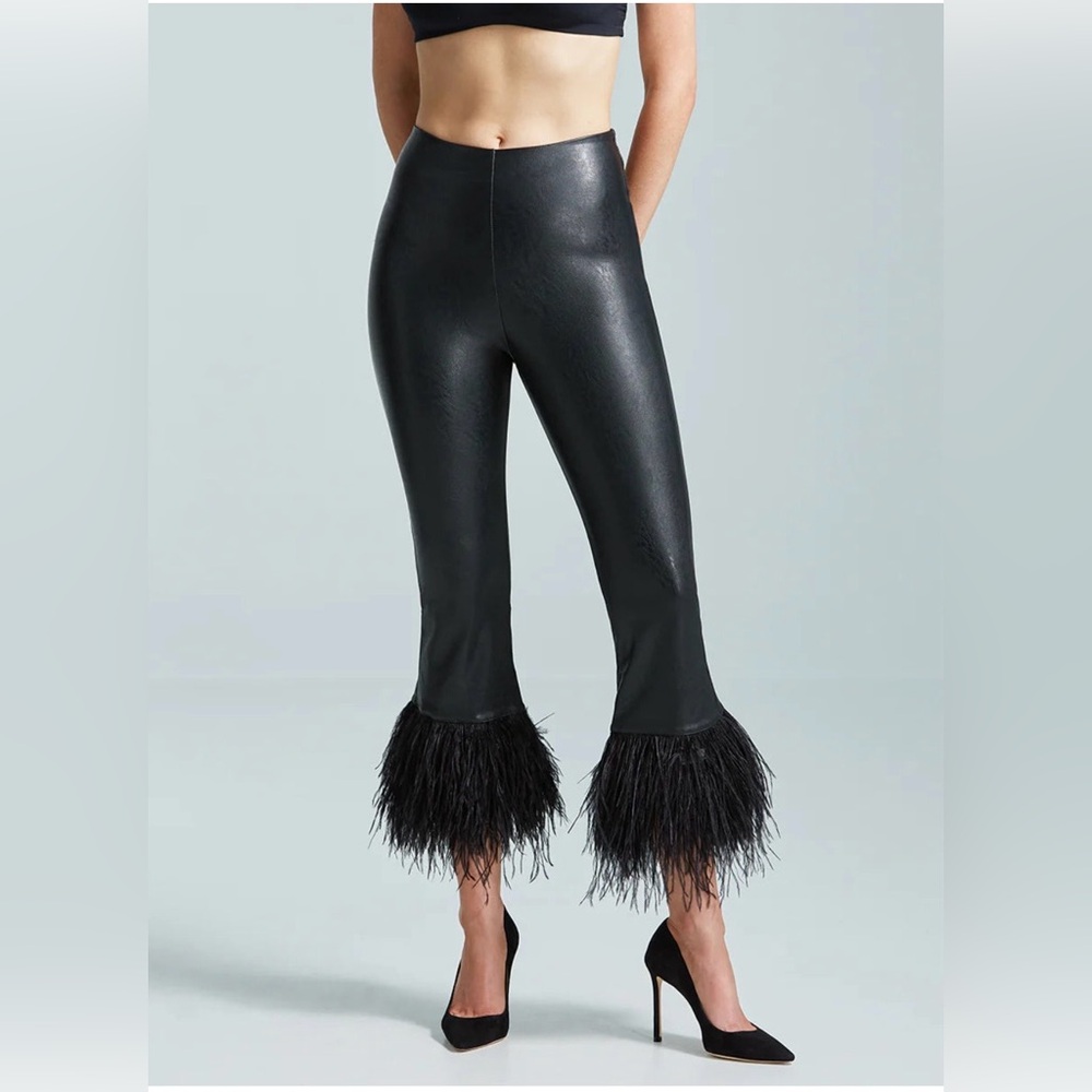 Commando Faux Leather Feather Leggings size Medium